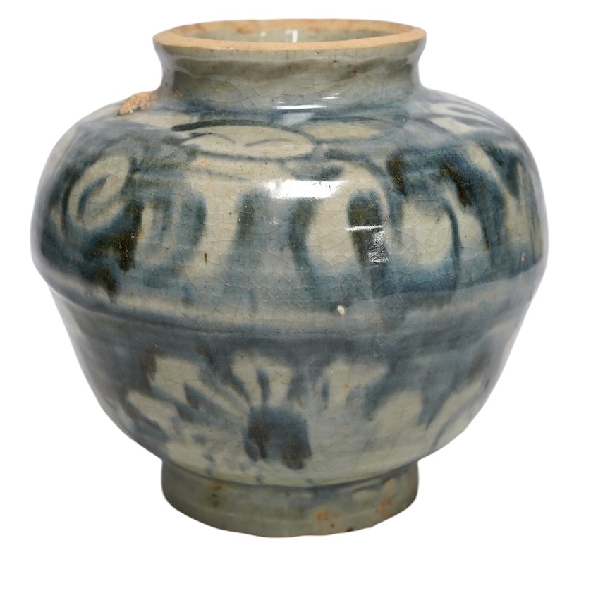 A provincial Chinese Ming dynasty vase, 18cm. Condition - commensurate with age